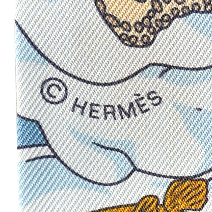 Hermes Silk Sur Mon Nuage Twilly Creme Bleu Ciel Orange 4 of 4