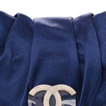 Chanel Satin Quilted Half Moon Clutch Blue 8 of 10