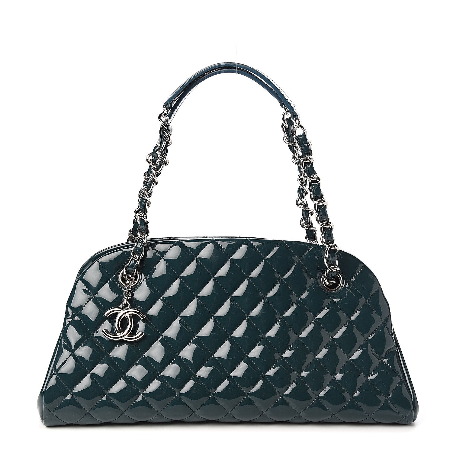Chanel Patent Quilted Medium Just Mademoiselle Bowling Bag Turquoise 1 of 10