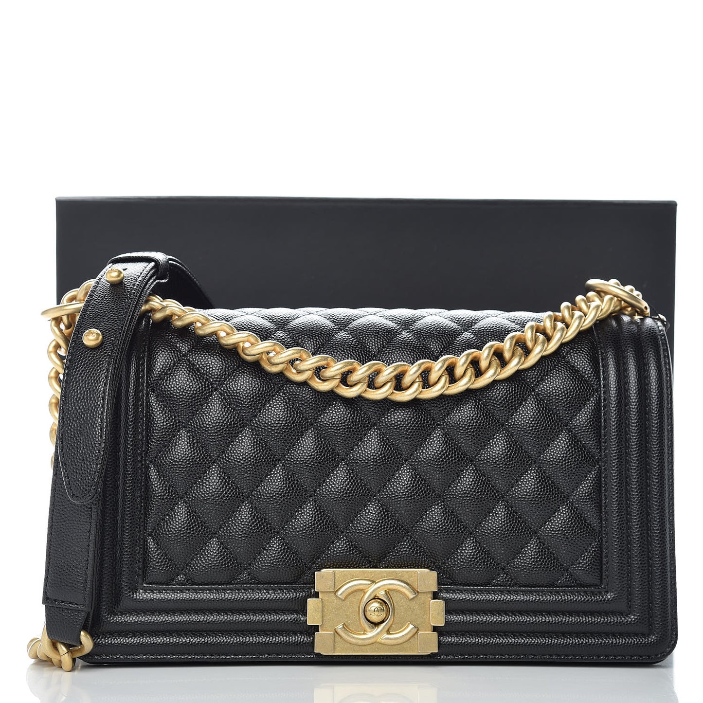 Caviar Quilted Medium Boy Flap Black