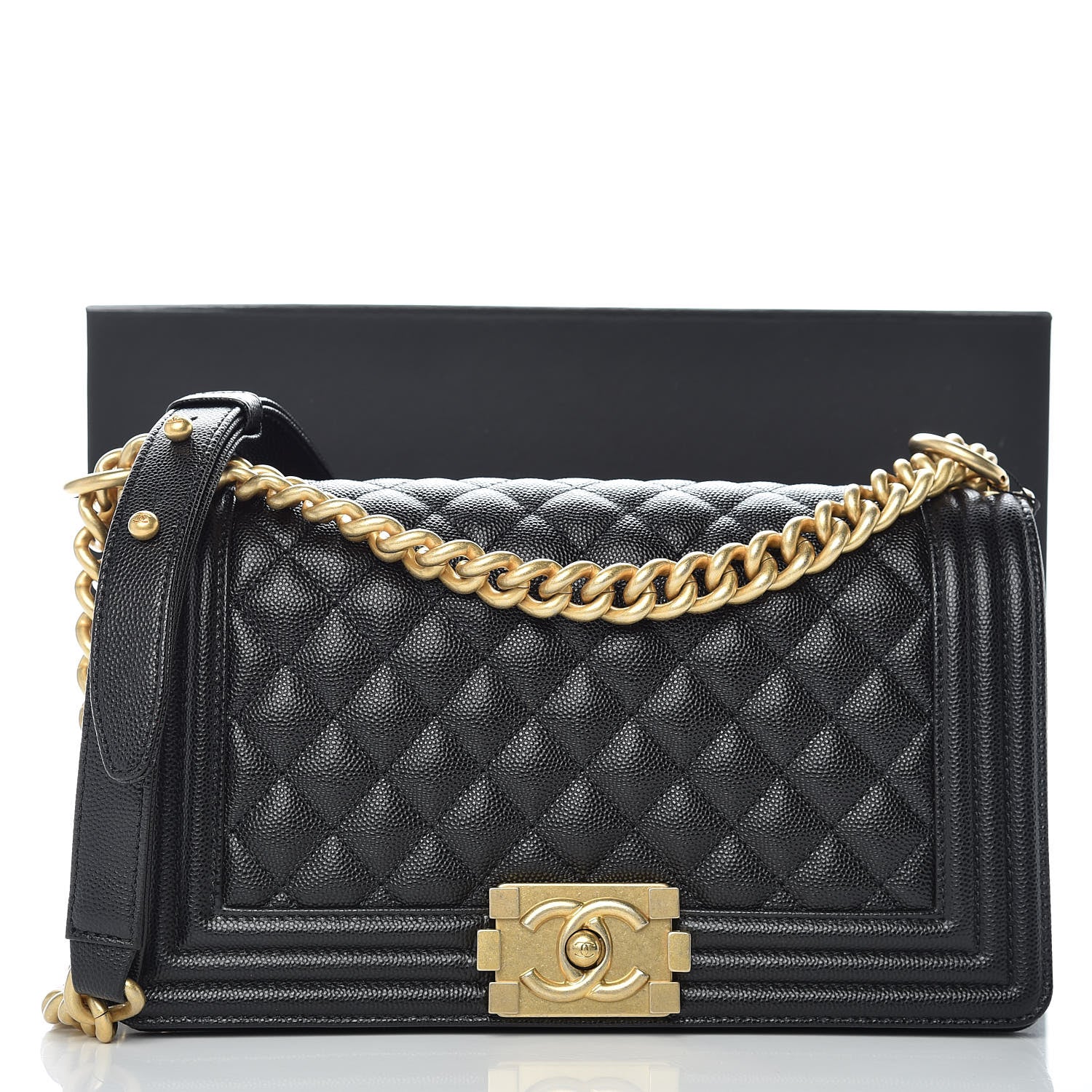 Chanel Caviar Quilted Medium Boy Flap Black 10 of 10
