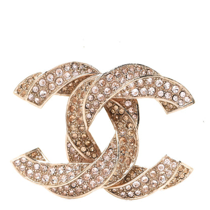 Chanel Crystal Twisted CC Brooch Gold Pale Pink 1 of 4