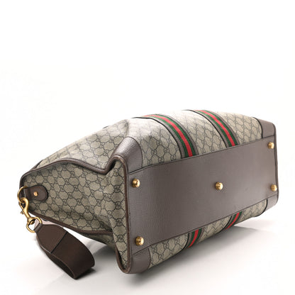 Gucci Soft GG Supreme Monogram Textured Dollar Calfskin Web Large Ophidia Carry-On Duffle Bag Beige Ebony New Acero 3 of 10