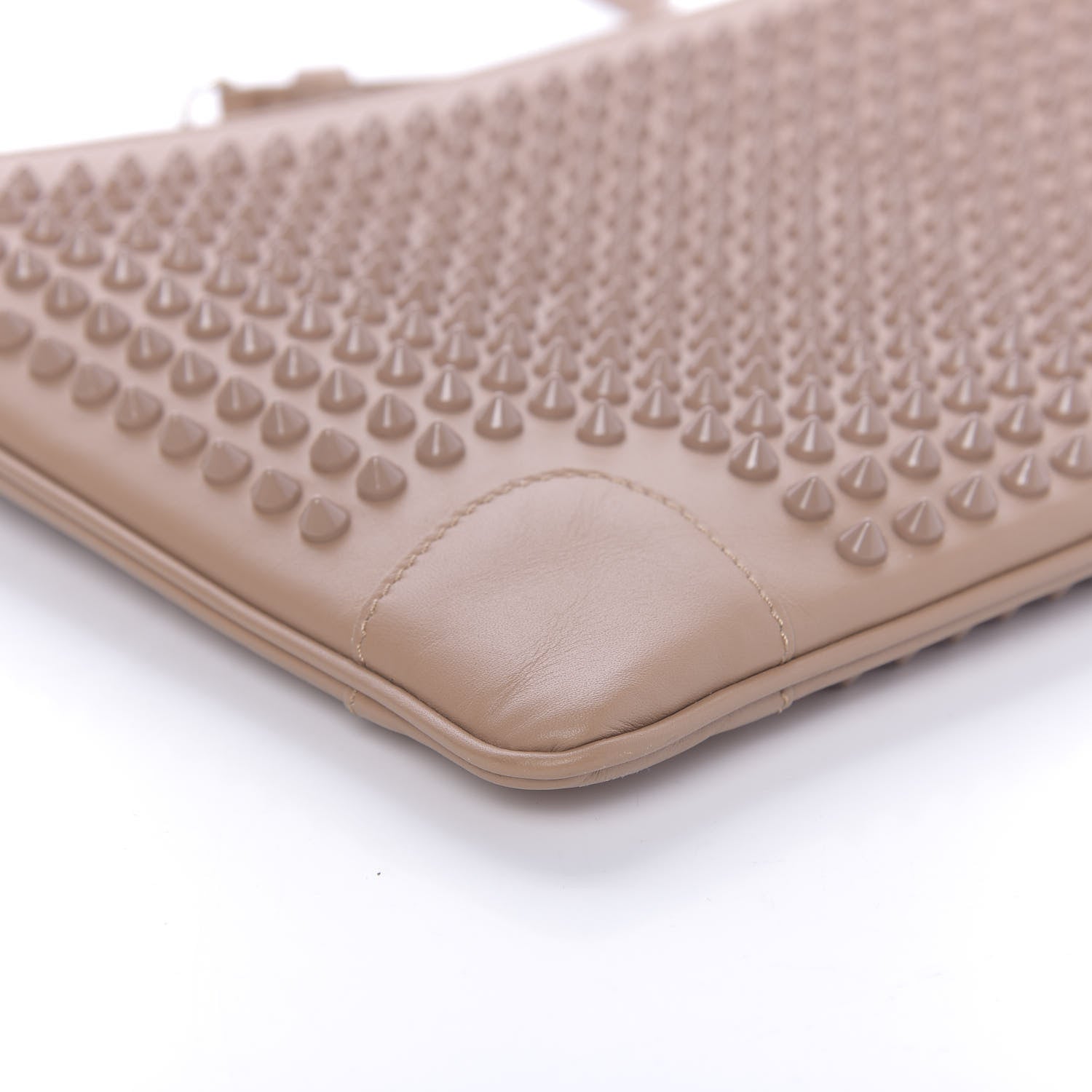 Christian Louboutin Calfskin Studded Loubiposh Chain Clutch Nude 6 of 13