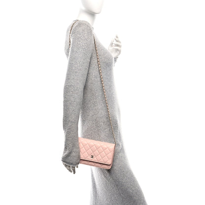 Chanel Caviar Quilted Wallet on Chain WOC Light Pink 2 of 11