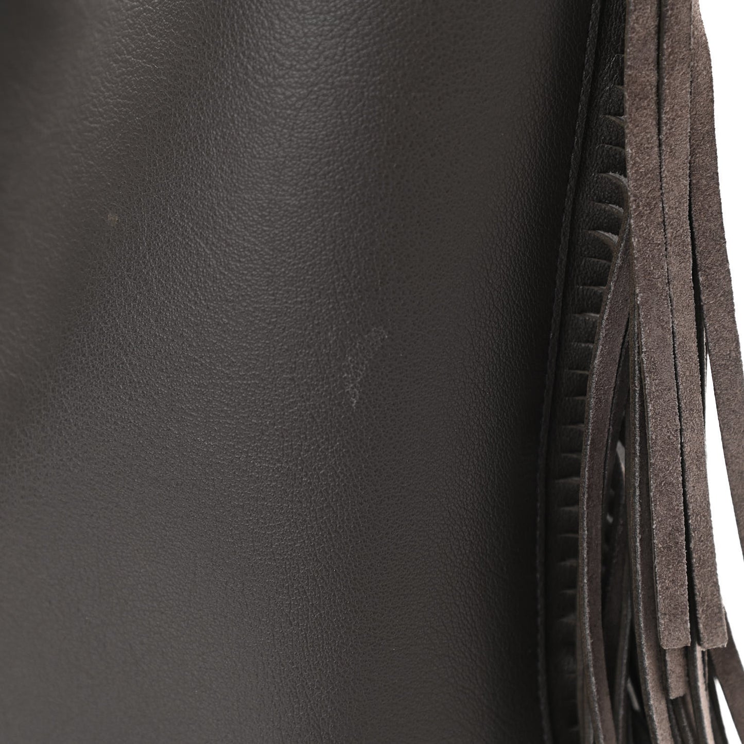 Calfskin Large Fringe Shopping Tote Dark Grey
