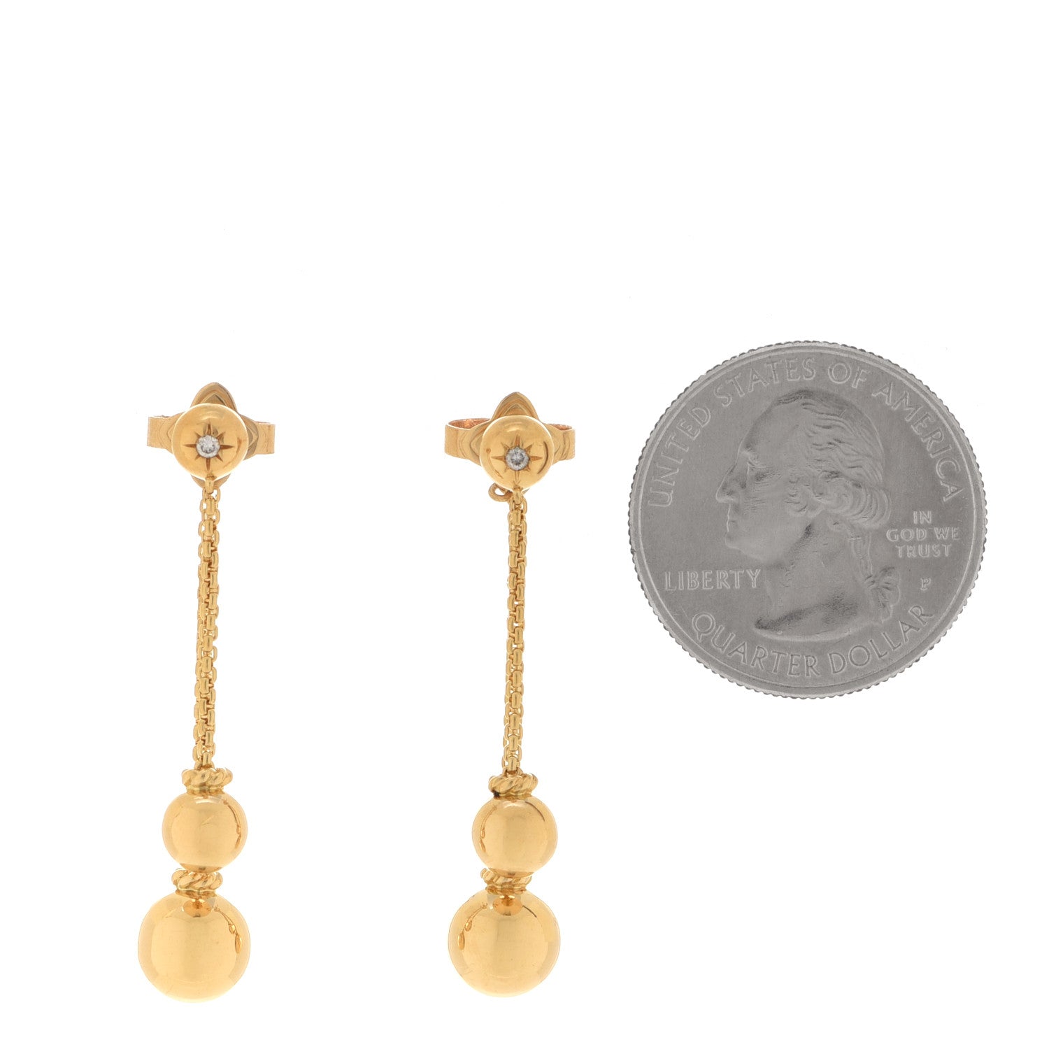David Yurman 18K Yellow Gold Diamond Solari Chain Drop Earrings 2 of 5