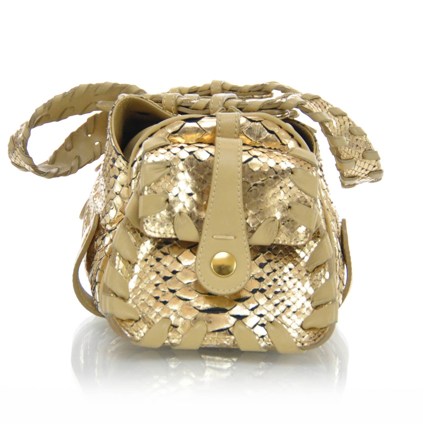 Metallic Python Silverado Shoulder Bag Gold