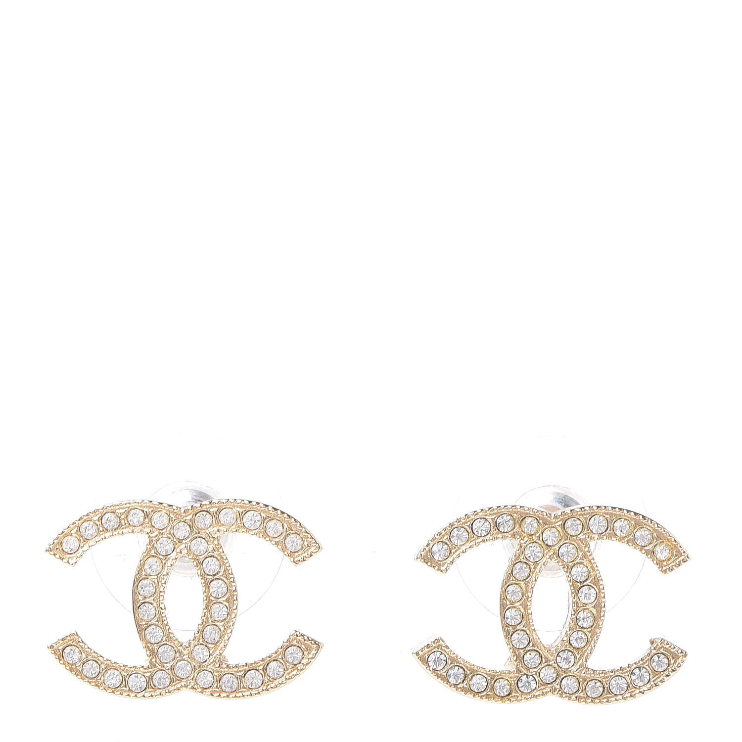 Chanel Crystal CC Earrings Gold 1 of 4