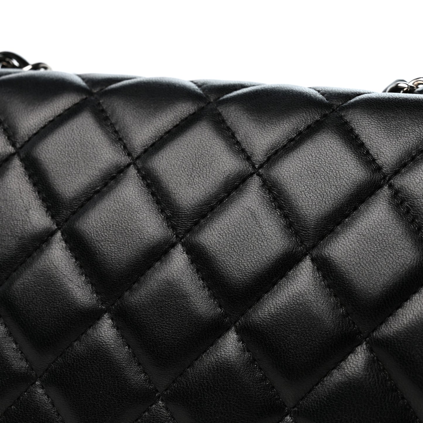 Lambskin Quilted Jumbo Single Flap Black