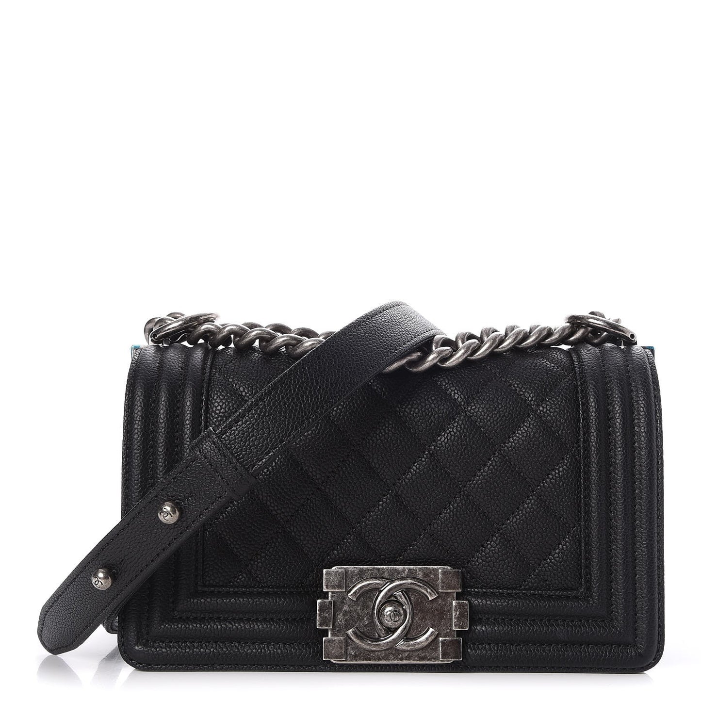Caviar Quilted Small Boy Flap Black