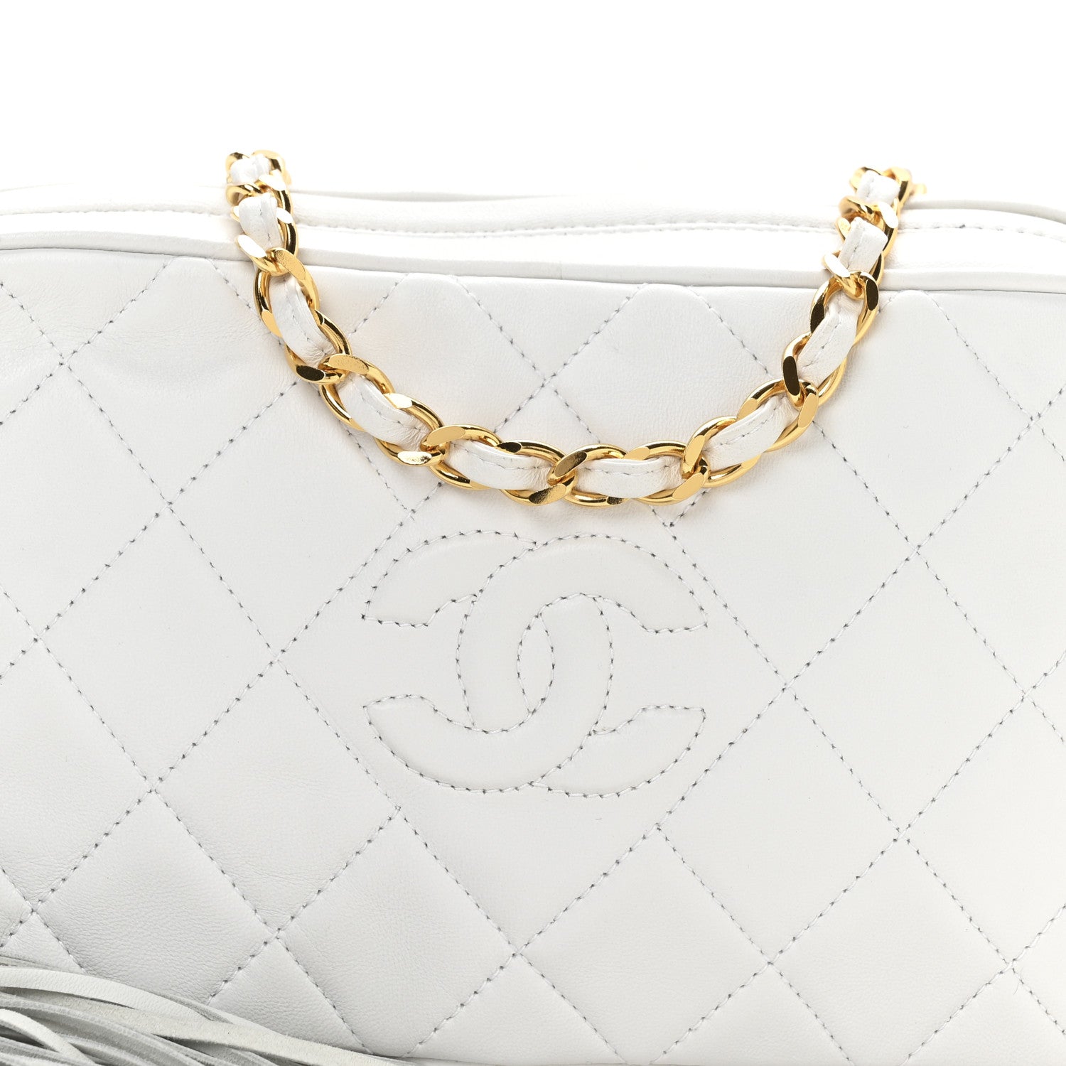 Chanel Lambskin Quilted Tassel Camera Case White 8 of 11