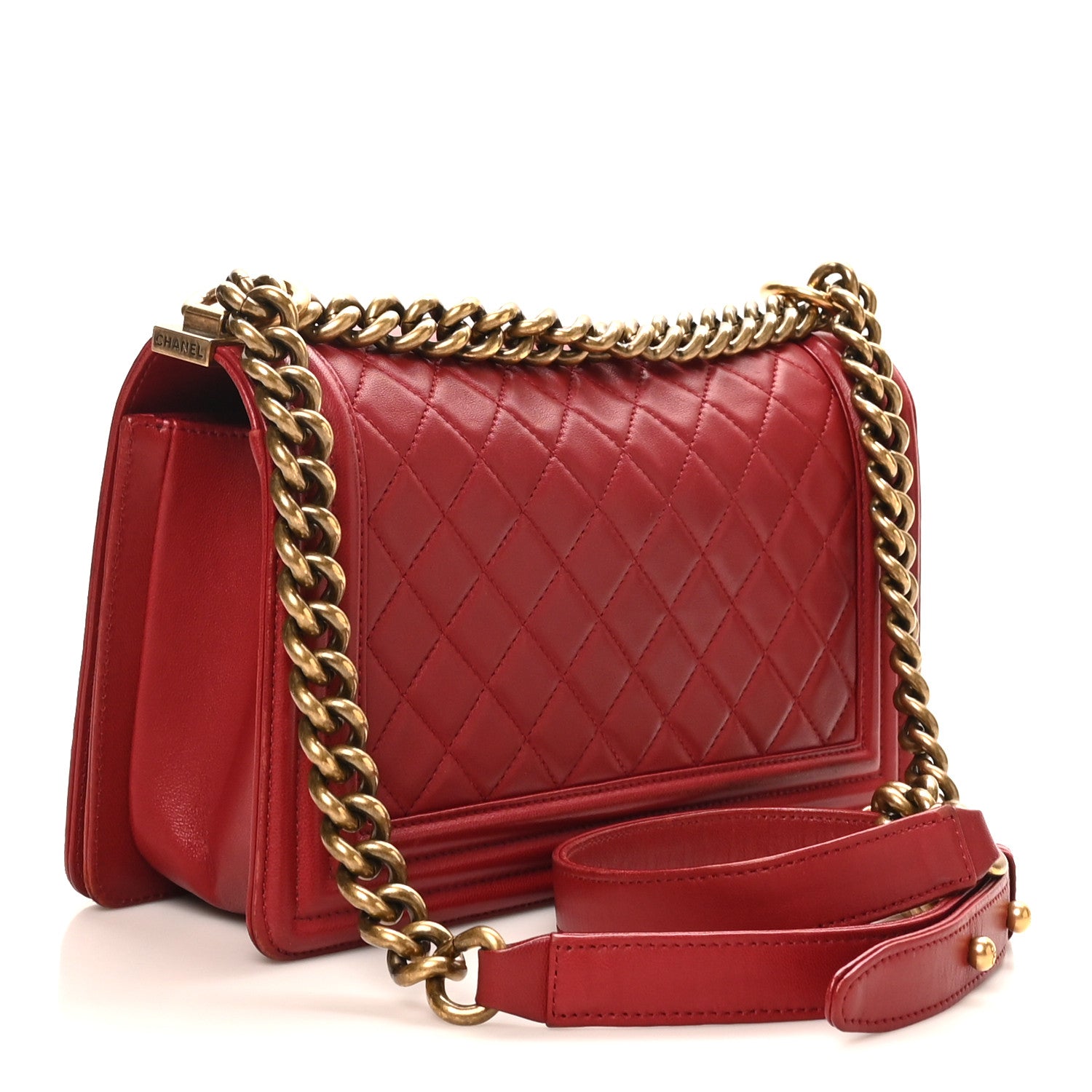 Chanel Lambskin Quilted Medium Boy Flap Dark Red 3 of 10