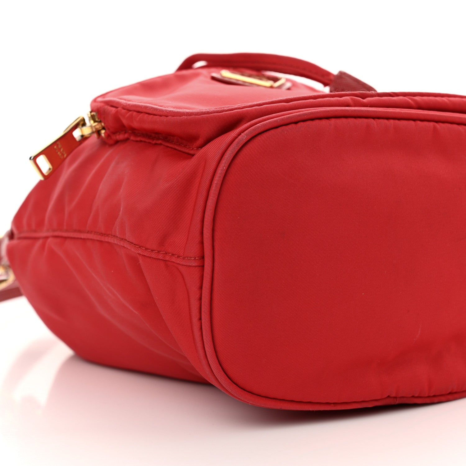 Prada Saffiano Tessuto Nylon Mini Bucket Crossbody Bag Rosso 8 of 10