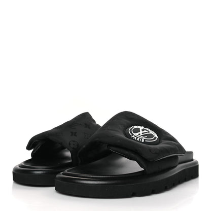 Louis Vuitton Nylon Monogram Womens Pool Pillow Comfort Mules 40 Black 3 of 9