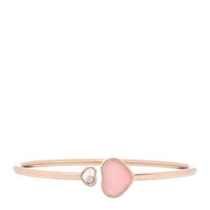 Chopard 18K Rose Gold Diamond Pink Opal Happy Hearts Bangle Bracelet 1 of 3