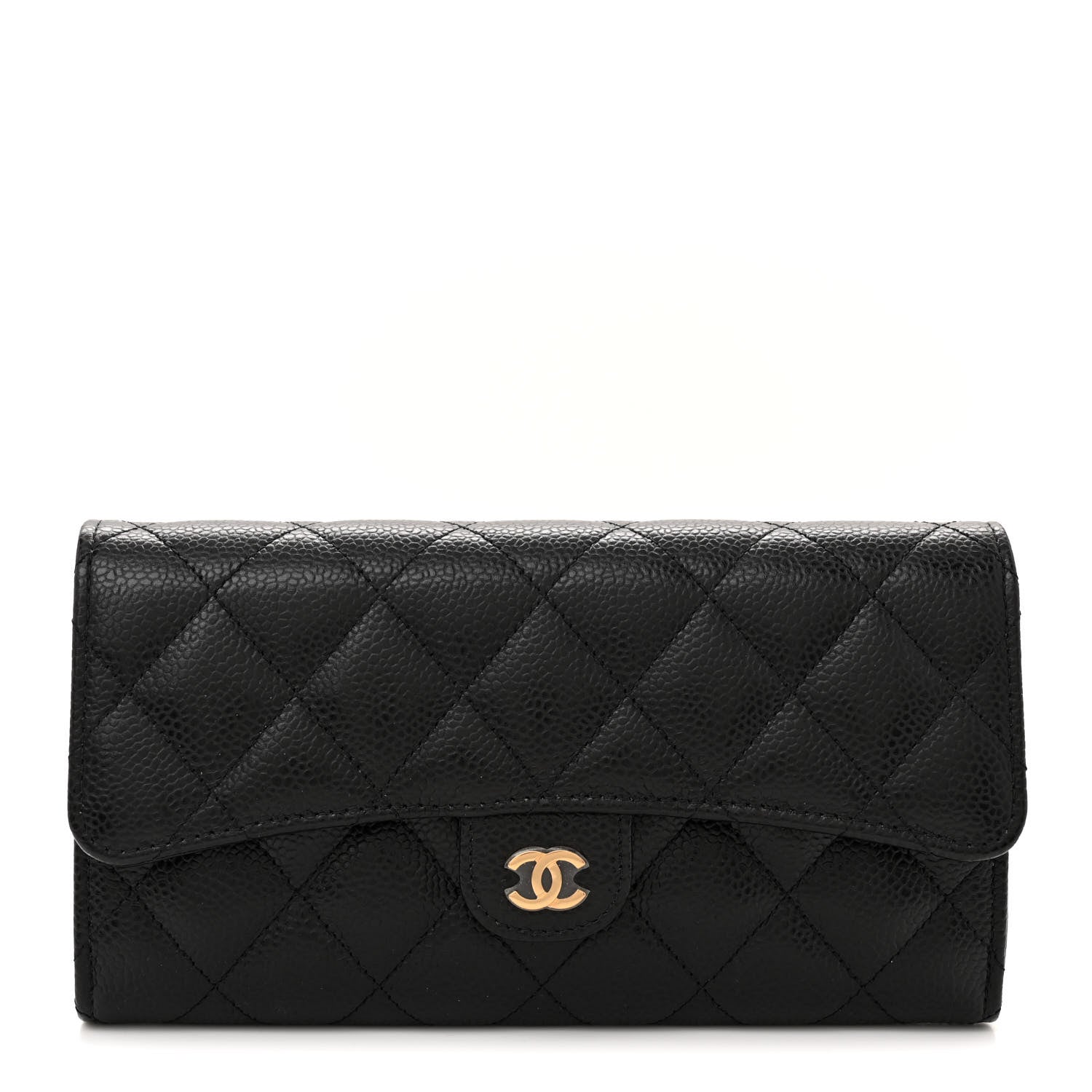 Chanel Caviar Quilted Large Gusset Flap Wallet Black 1 of 9