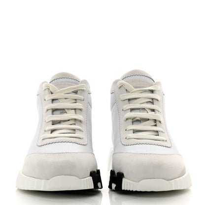 Hermes Goatskin Suede Hip-Hop High Top Sneakers 38 White 2 of 7