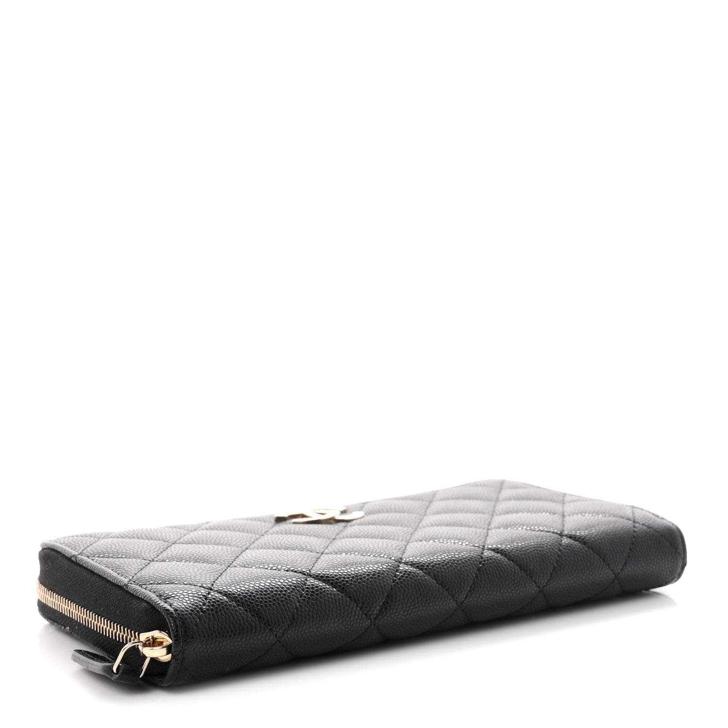 Chanel Caviar Quilted Crystal CC Long Zipped Wallet Black 4 of 8