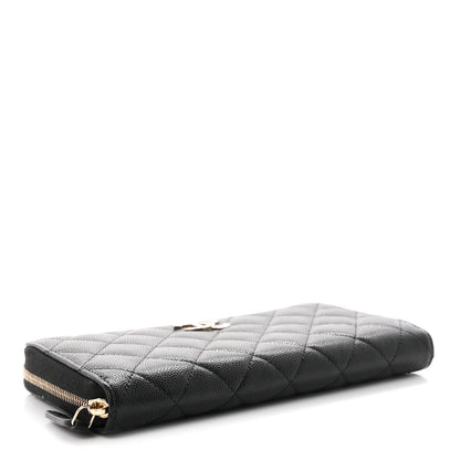 Chanel Caviar Quilted Crystal CC Long Zipped Wallet Black 4 of 8