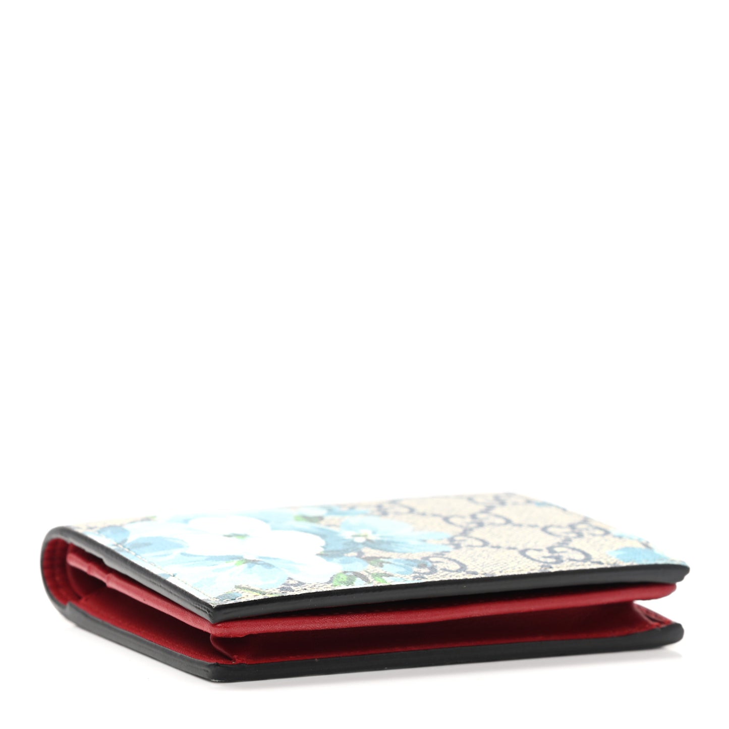 GG Supreme Monogram Blooms Card Case Beige Blue Navy Hibiscus Red