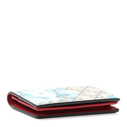 Gucci GG Supreme Monogram Blooms Card Case Beige Blue Navy Hibiscus Red 4 of 8