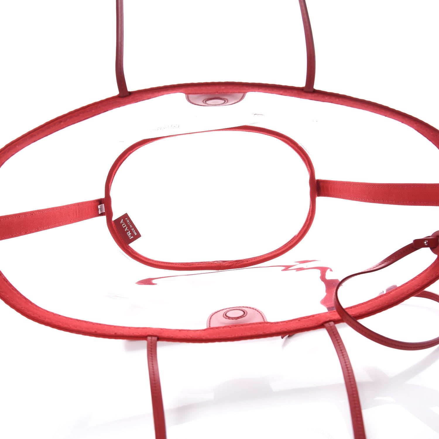 Prada Plexiglass Canapa Shopper Tote Red 5 of 8