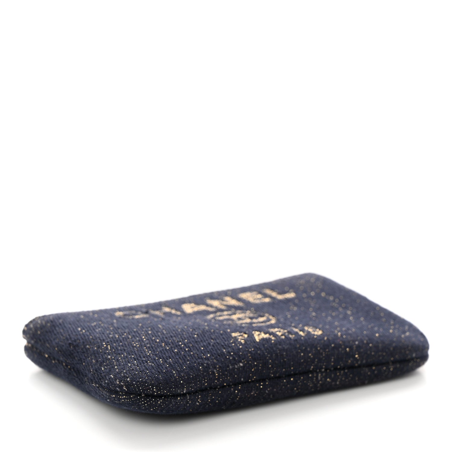 Chanel Lurex Canvas Deauville Cosmetic Pouch Navy Blue Gold 4 of 8