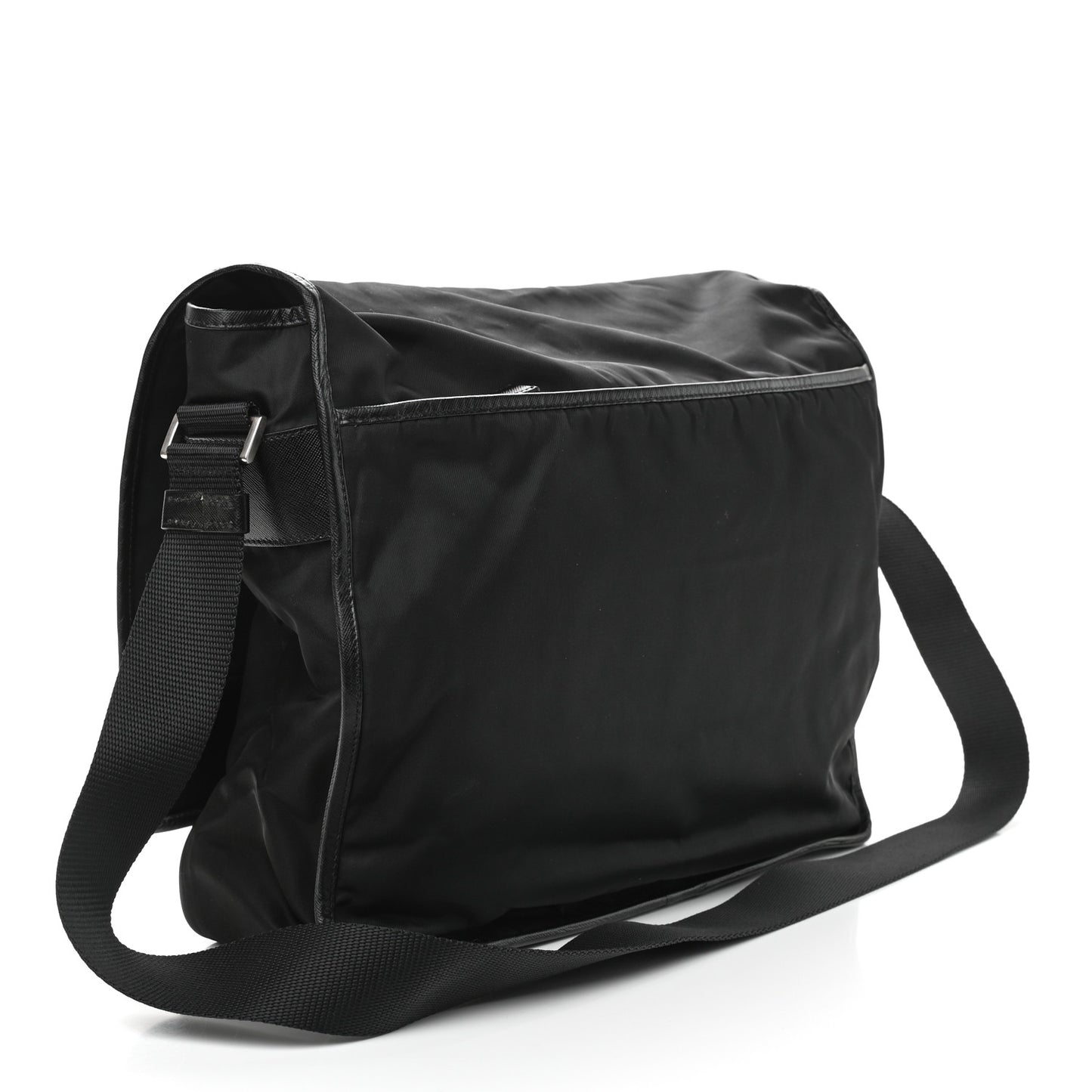 Tessuto Nylon Saffiano Messenger Satchel Black