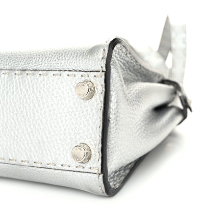 Fendi Cuoio Romano Lux Selleria Mini Peekaboo Iconic Satchel Argento 10 of 10