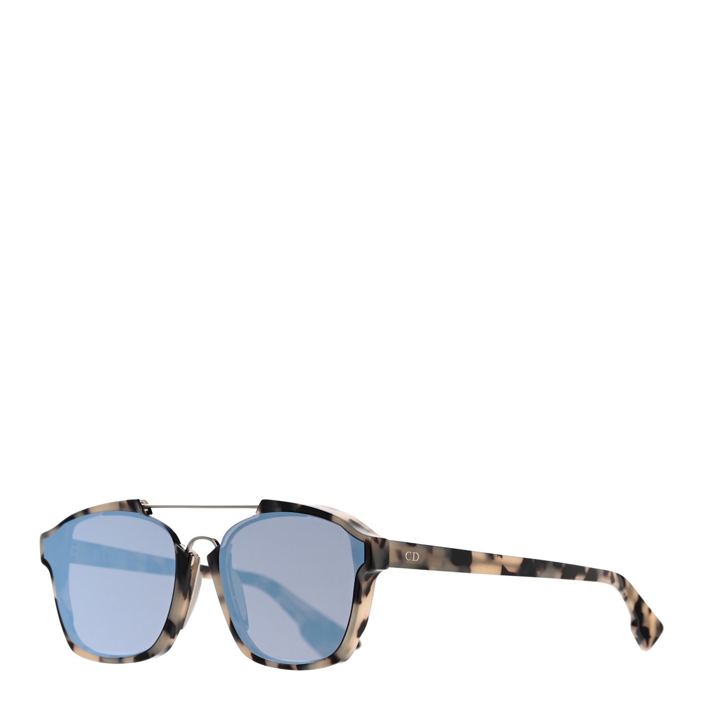 Abstract Square Mirrored Sunglasses Spotted Havana Blue
