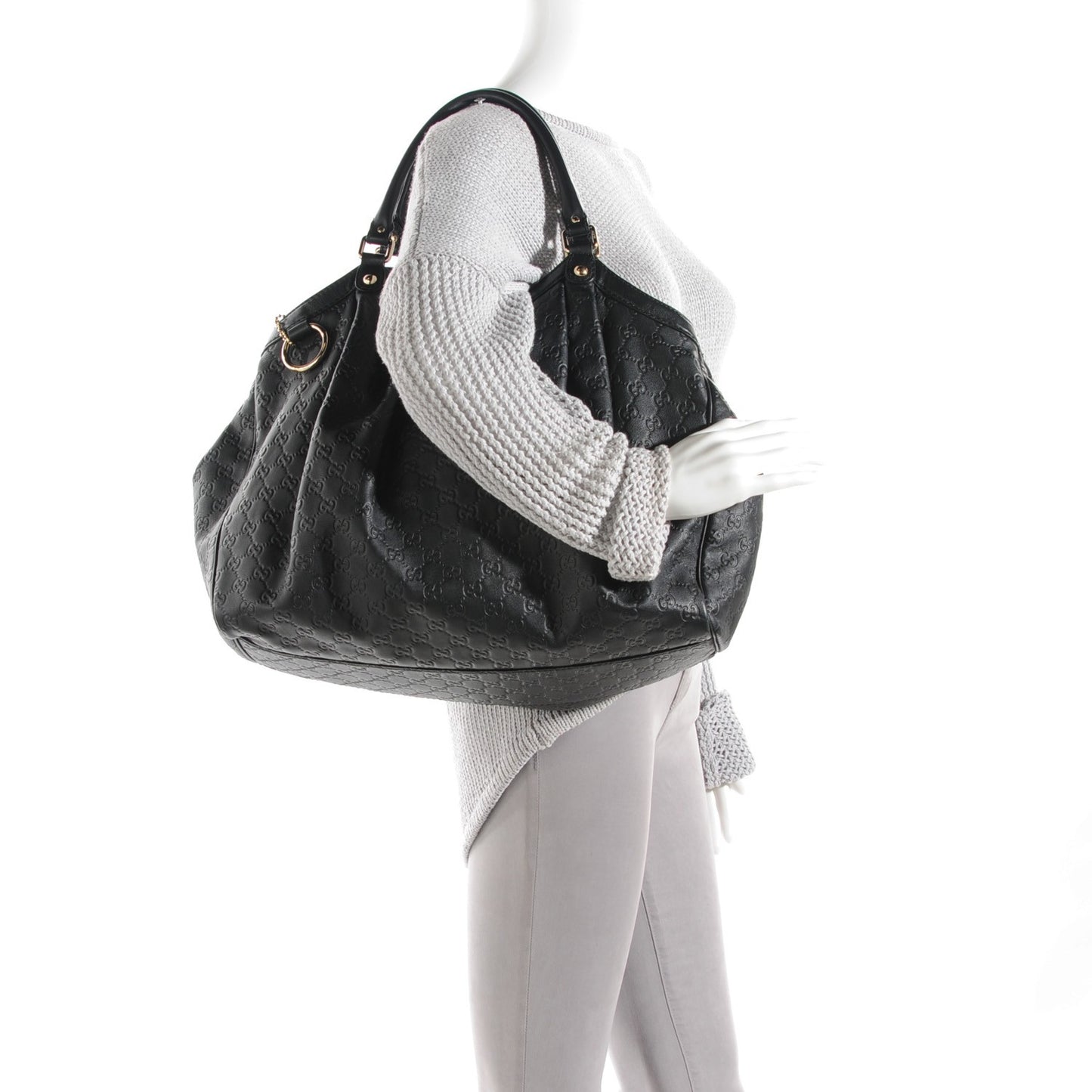 Guccissima Vitello Tender Large Sukey Tote Black