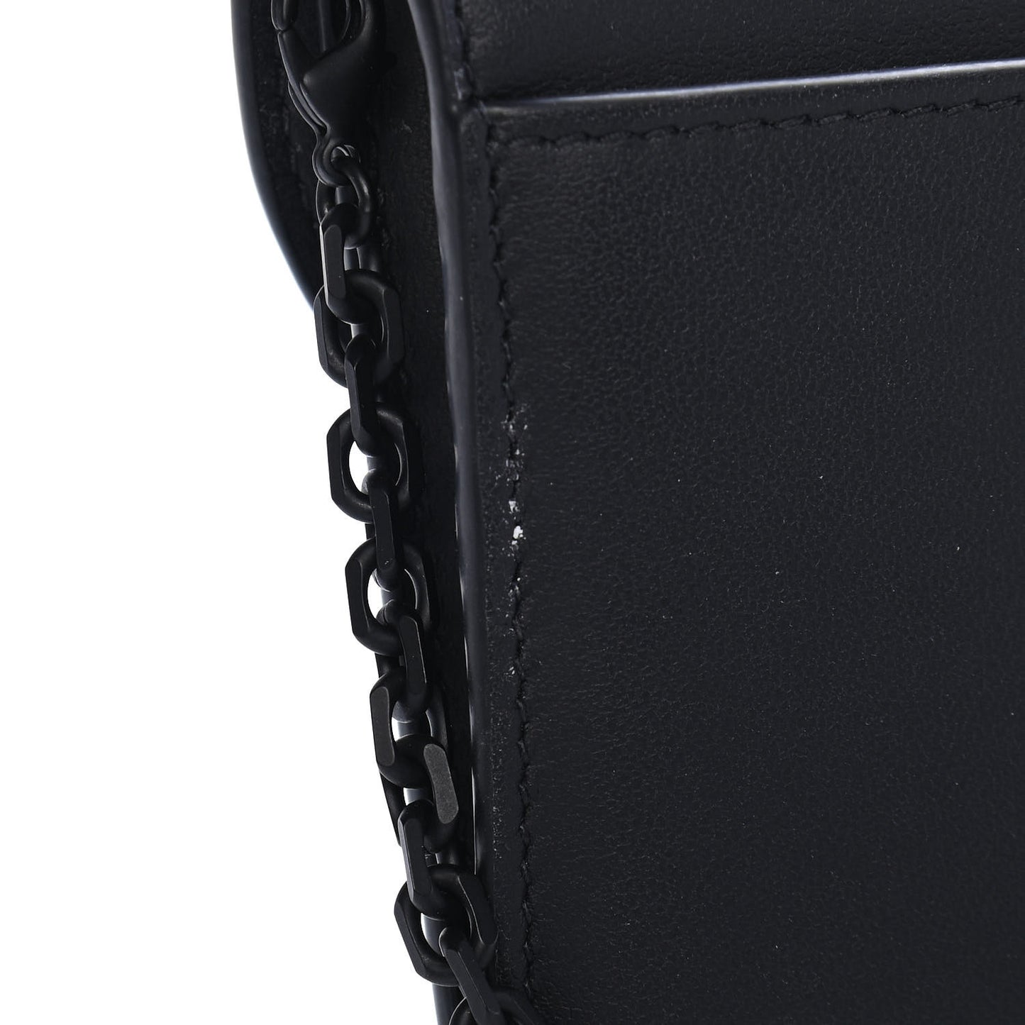 Ultra Matte Calfskin Saddle Chain Wallet Pouch Black
