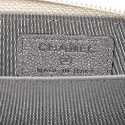 Chanel Metallic Caviar Quilted Boy Zip Around Coin Purse Wallet Silver 6 of 7