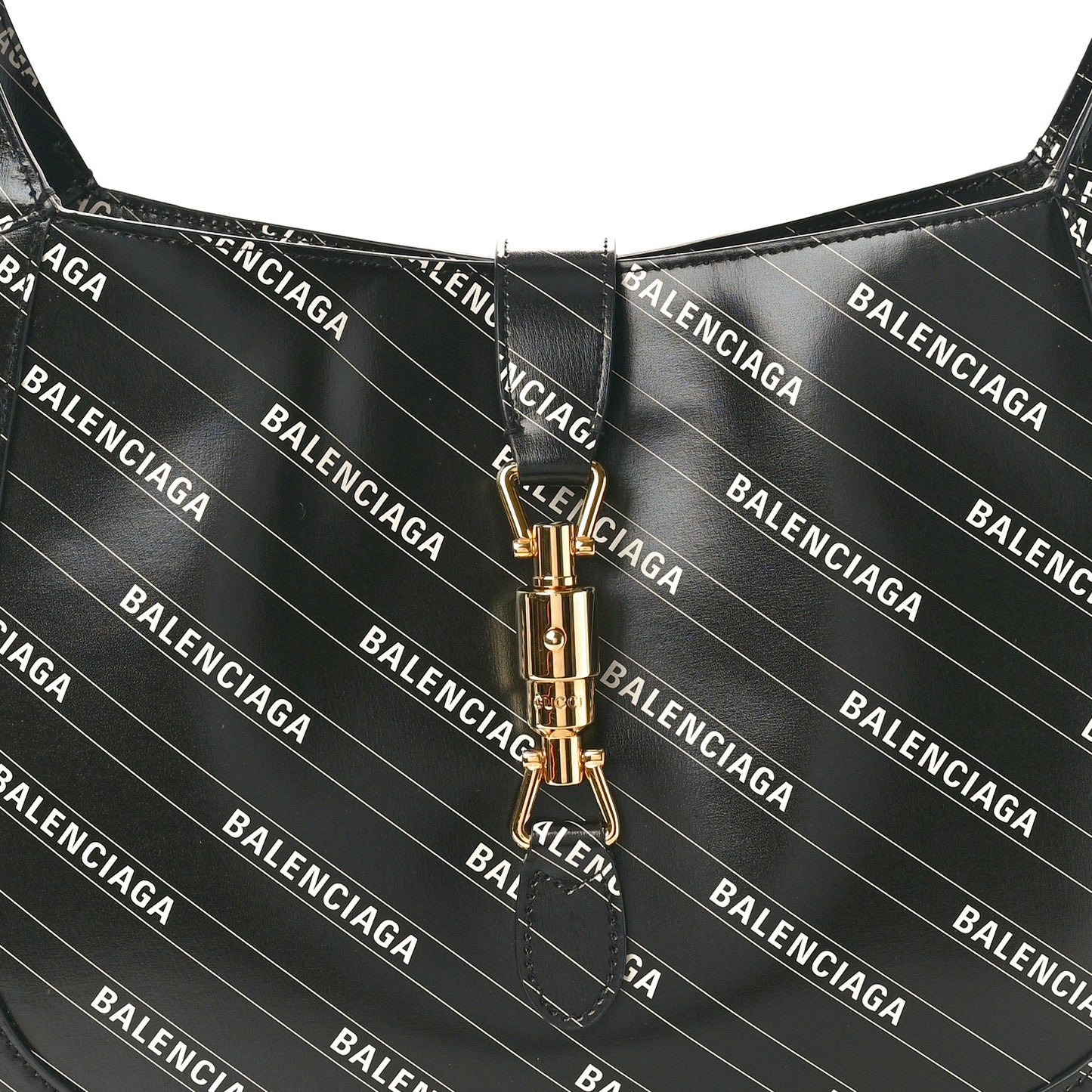 X BALENCIAGA Calfskin Logo Print Medium Jackie 1961 Hobo Black