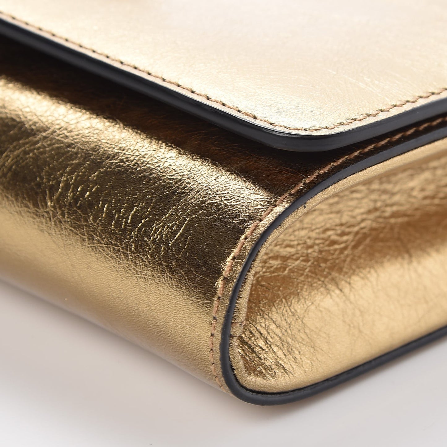 Metallic Calfskin Palazzo Chain Evening Bag Gold