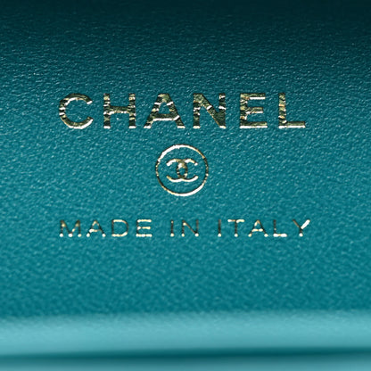 Chanel Lambskin Quilted Pearl CC Vanity Case Turquoise 7 of 11