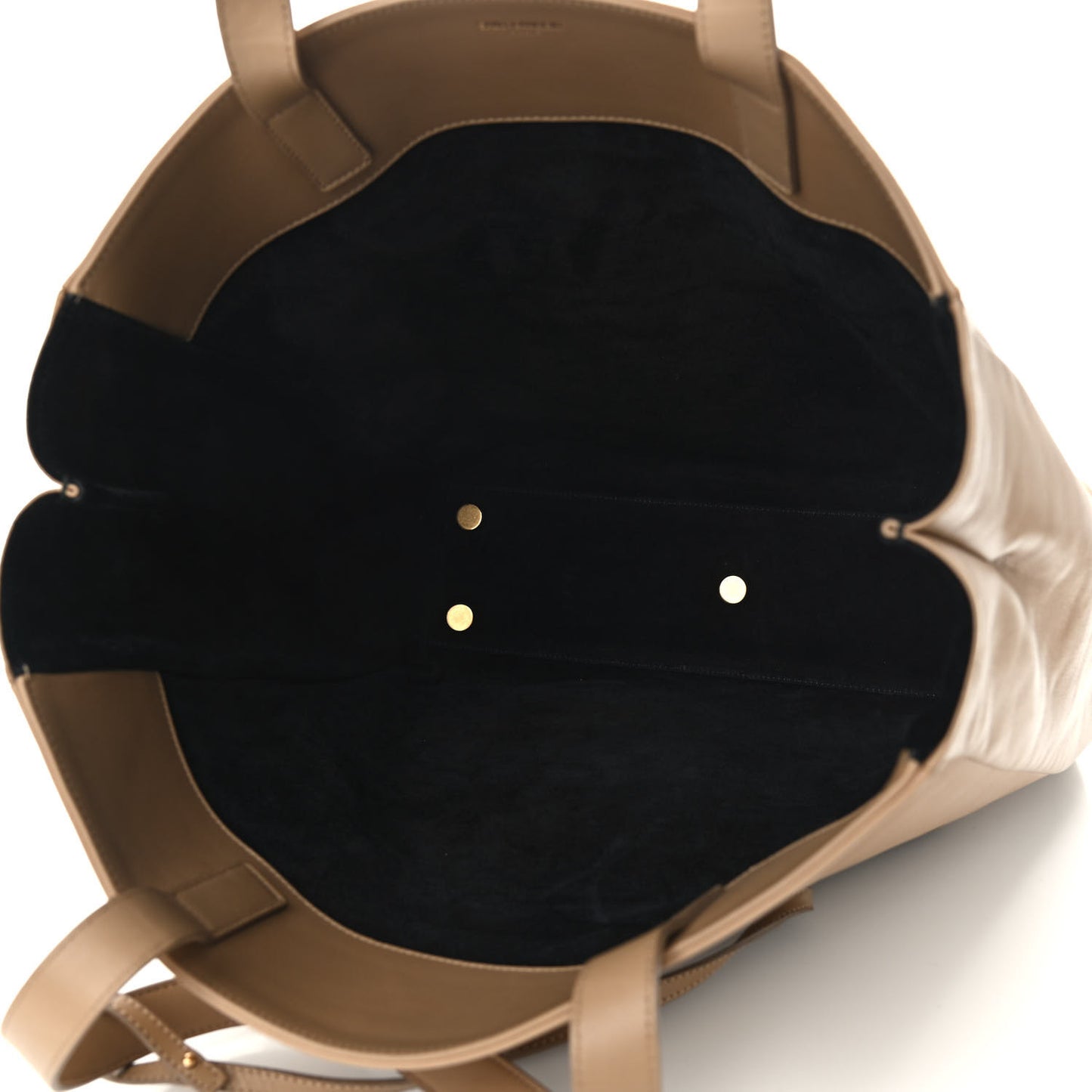 Calfskin Suede North South Reversible Shopping Tote Beige Black