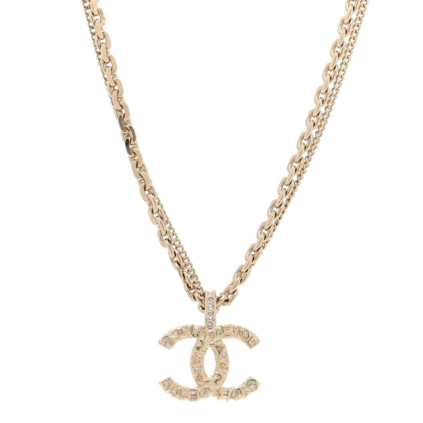 Crystal CC Multi Strand Chain Necklace Gold
