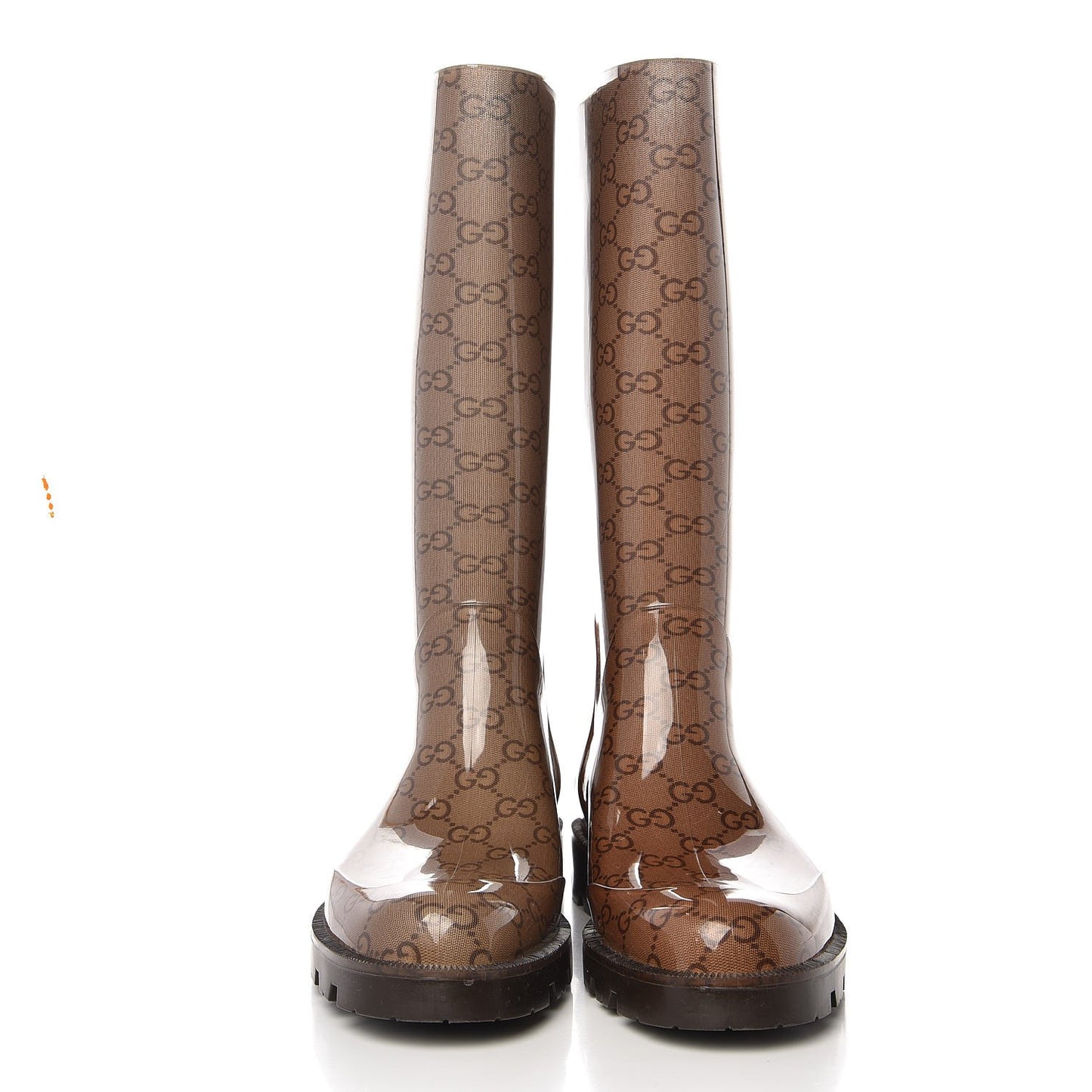 Rubber Monogram Edinburg Rain Boots 39 Transparent Cocoa