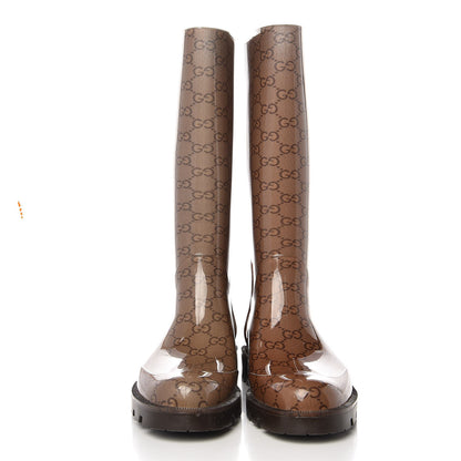 Gucci Rubber Monogram Edinburg Rain Boots 39 Transparent Cocoa 3 of 8