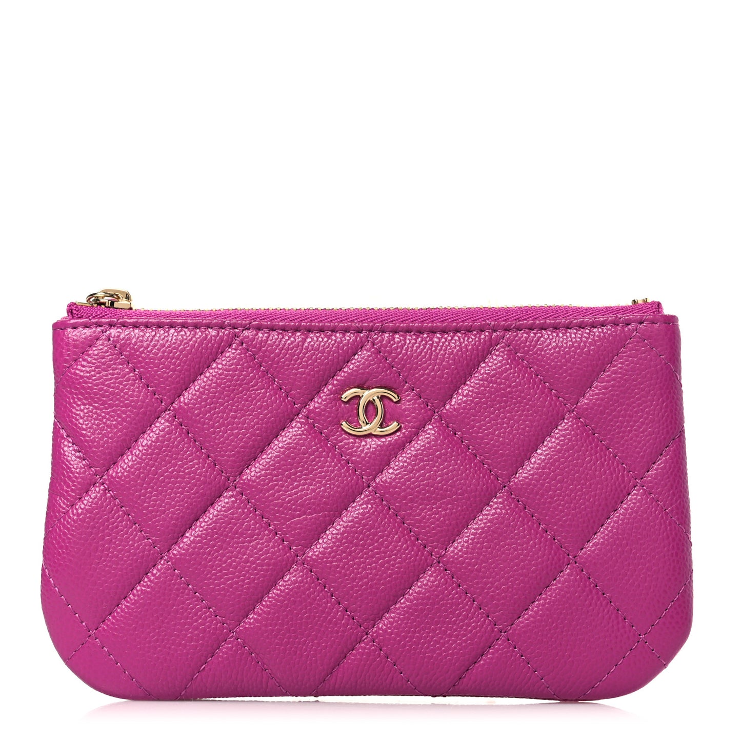 Caviar Quilted Small Cosmetic Case Purple