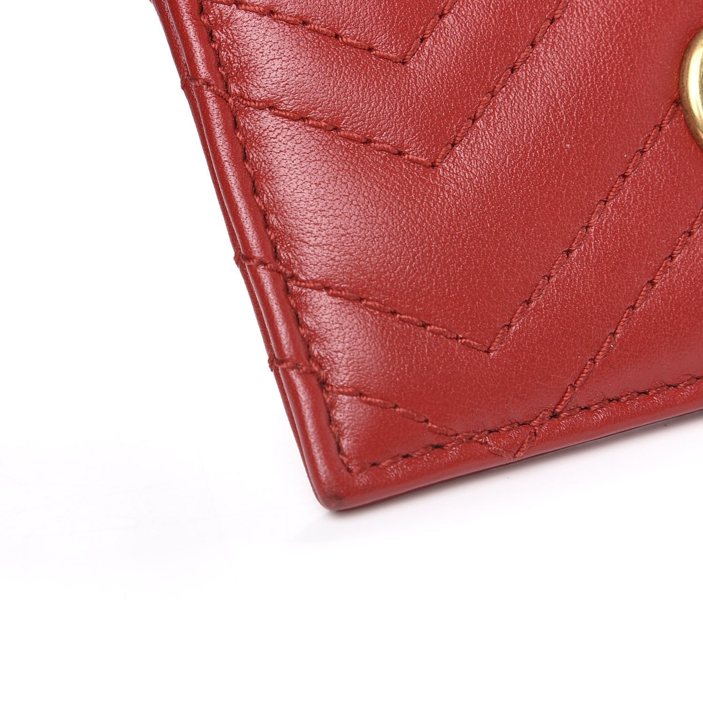 Calfskin Matelasse GG Marmont Card Holder Hibiscus Red