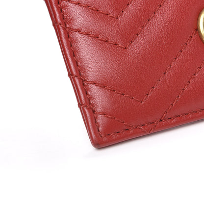 Gucci Calfskin Matelasse GG Marmont Card Holder Hibiscus Red 6 of 7