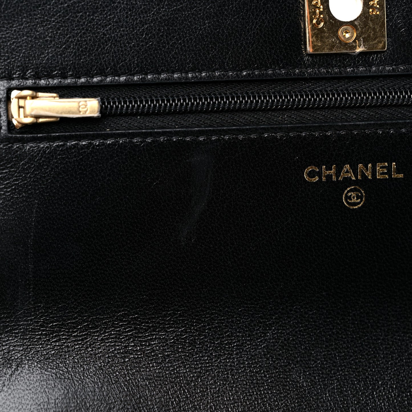 Shiny Lambskin Quilted Dynasty Wallet On Chain WOC Black