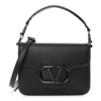 Valentino Garavani Calfskin Monochrome VLogo Loco Flap Shoulder Bag Black 1 of 10
