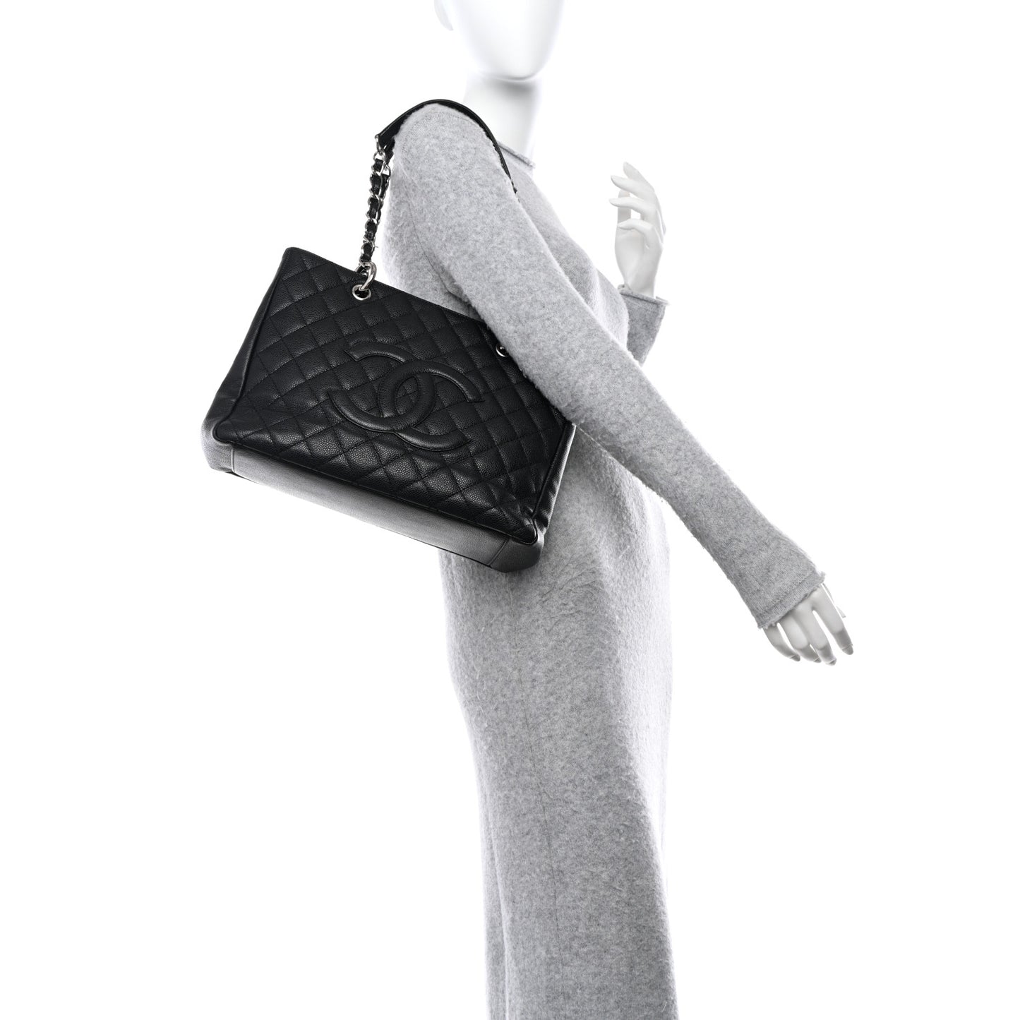 Caviar Quilted Grand Shopping Tote GST Black