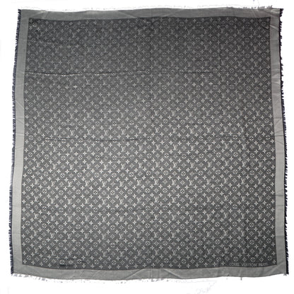 Louis Vuitton Wool Silk Monogram Denim Shawl Black 3 of 5