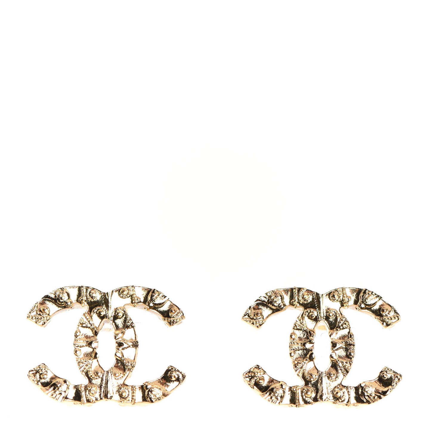 Metal Textured CC Earrings Gold