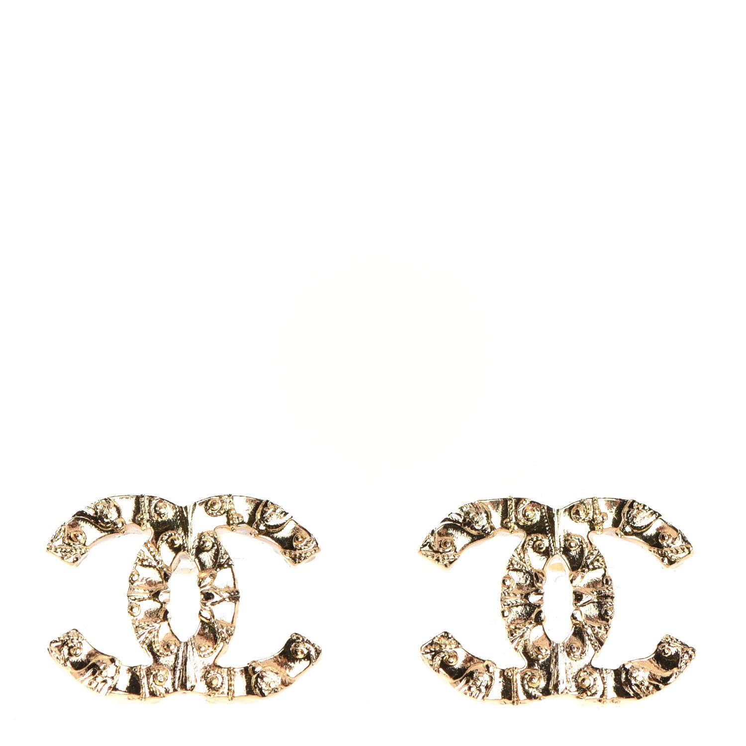 Chanel Metal Textured CC Earrings Gold 1 of 4